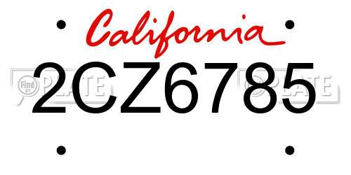 2CZ6785 California License Plate