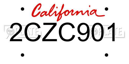 2CZC901 California License Plate