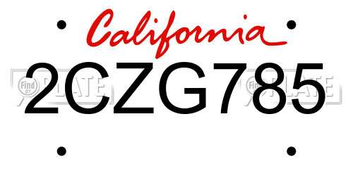 2CZG785 California License Plate