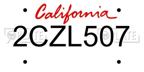 2CZL507 California License Plate