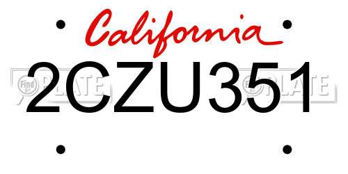 2CZU351 California License Plate