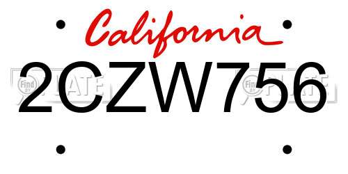 2CZW756 California License Plate