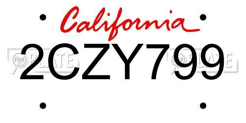 2CZY799 California License Plate