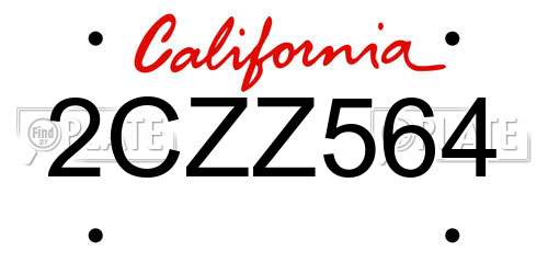 2CZZ564 California License Plate