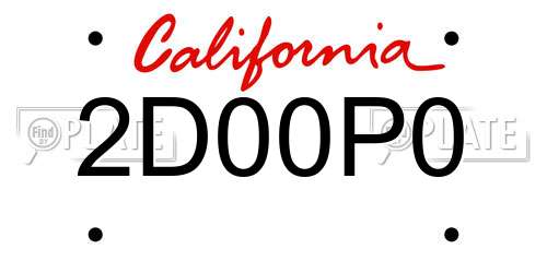 2D00P0 California License Plate