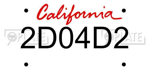 2D04D2 California License Plate