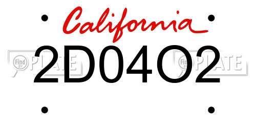 2D04O2 California License Plate