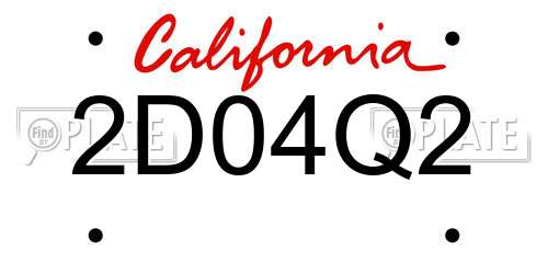 2D04Q2 California License Plate