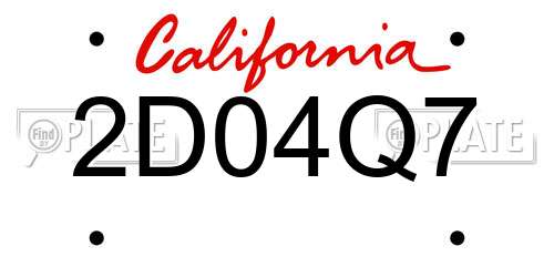 2D04Q7 California License Plate