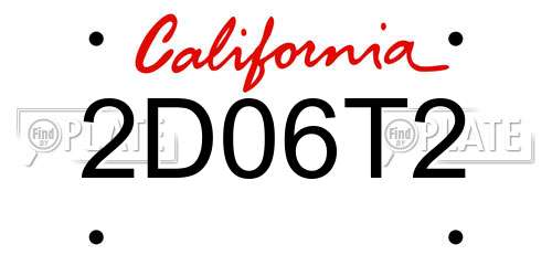 2D06T2 California License Plate