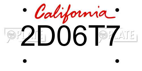 2D06T7 California License Plate