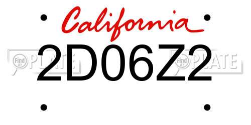 2D06Z2 California License Plate