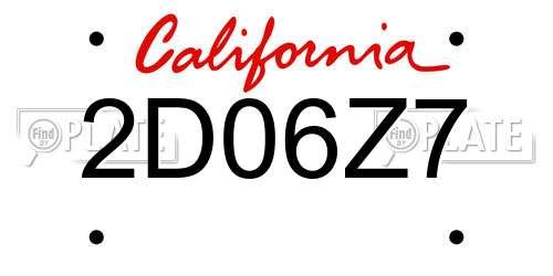 2D06Z7 California License Plate