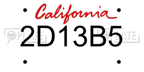 2D13B5 California License Plate