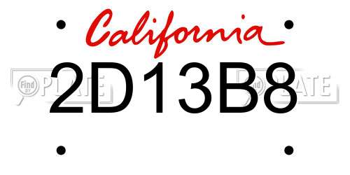 2D13B8 California License Plate