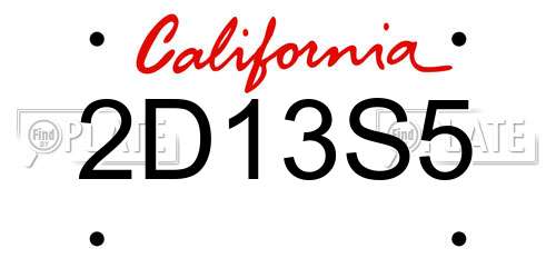 2D13S5 California License Plate