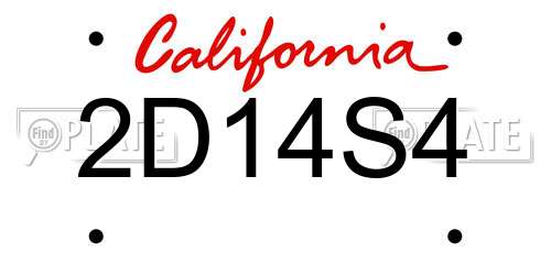2D14S4 California License Plate