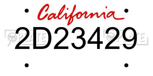 2D23429 California License Plate