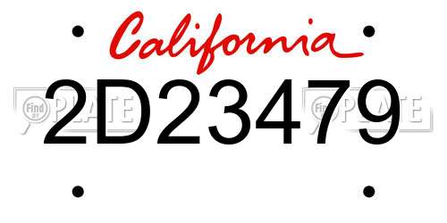 2D23479 California License Plate