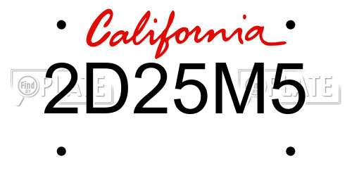 2D25M5 California License Plate