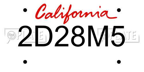 2D28M5 California License Plate