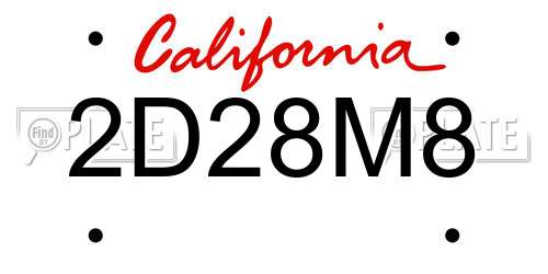 2D28M8 California License Plate