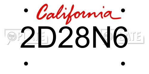 2D28N6 California License Plate