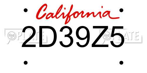 2D39Z5 California License Plate