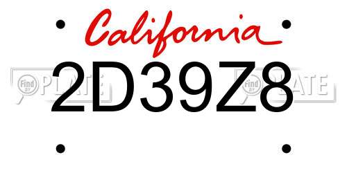 2D39Z8 California License Plate
