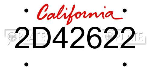 2D42622 California License Plate