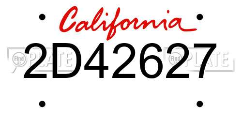 2D42627 California License Plate