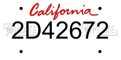 2D42672 California License Plate