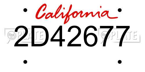 2D42677 California License Plate