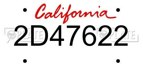 2D47622 California License Plate
