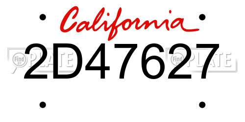 2D47627 California License Plate