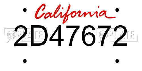 2D47672 California License Plate