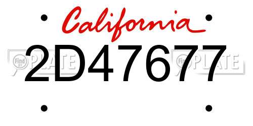 2D47677 California License Plate
