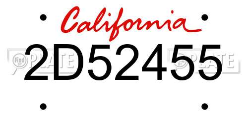 2D52455 California License Plate