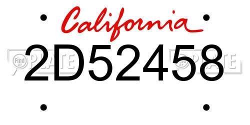 2D52458 California License Plate