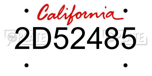 2D52485 California License Plate