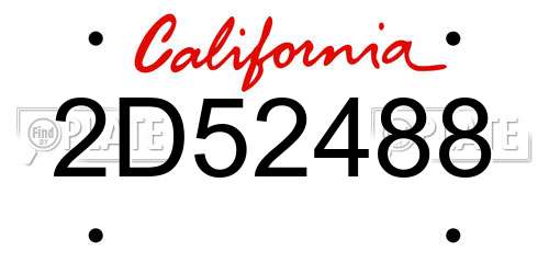 2D52488 California License Plate