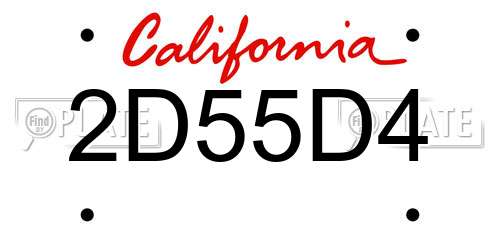 2D55D4 California License Plate