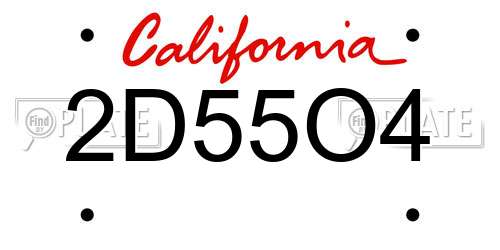 2D55O4 California License Plate