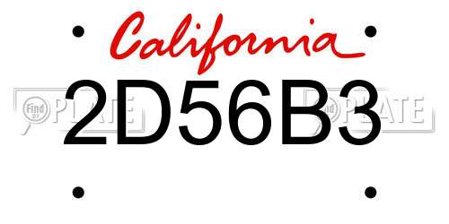 2D56B3 California License Plate