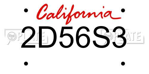 2D56S3 California License Plate