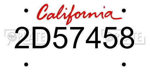 2D57458 California License Plate