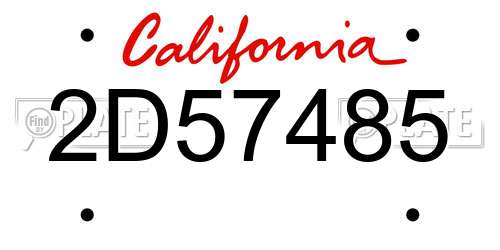 2D57485 California License Plate