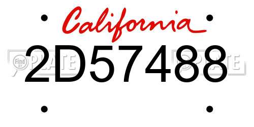 2D57488 California License Plate