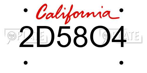 2D58O4 California License Plate