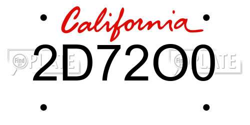 2D72O0 California License Plate